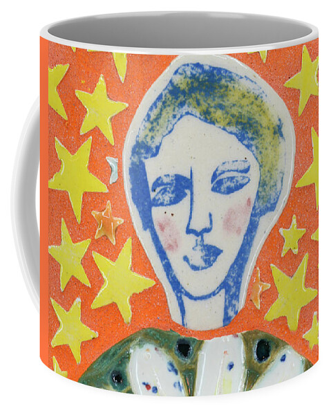 Mosaic Coffee Mug featuring the mixed media Star Light Star Bright by Cherie Bosela