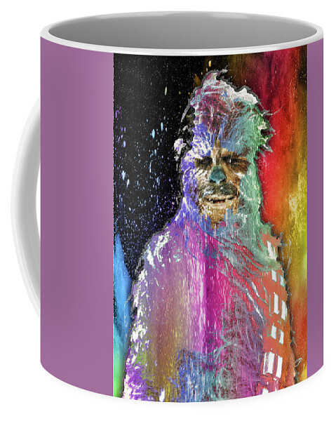 Yoda Coffee Mug featuring the painting Star Wars Pop Chewbacca by Tony Rubino