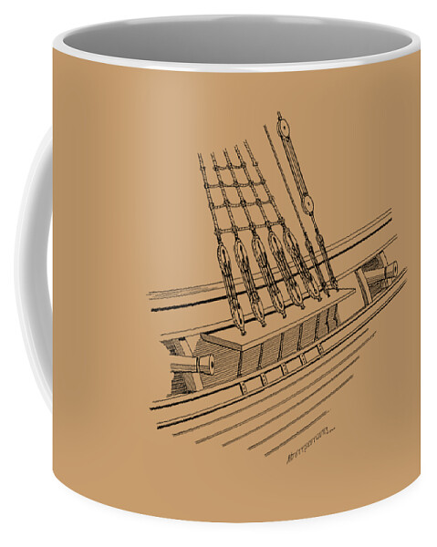 Sailing Vessels Coffee Mug featuring the drawing Starboard gunports by Panagiotis Mastrantonis