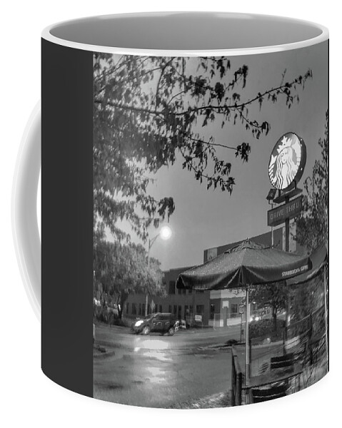 Landscape Coffee Mug featuring the photograph Starbucks on a Rainy Fall Day by Michael Dean Shelton