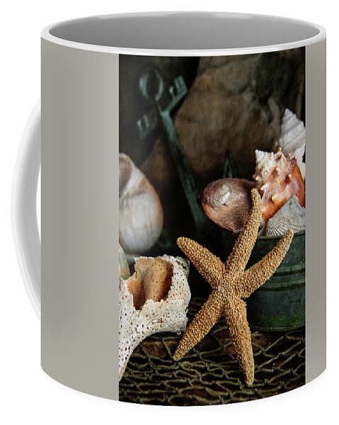 Starfish Coffee Mug featuring the photograph Starfish and Seashells by Cindi Ressler