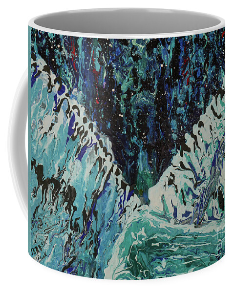 Northern Lights Coffee Mug featuring the painting Starlight by Tessa Evette