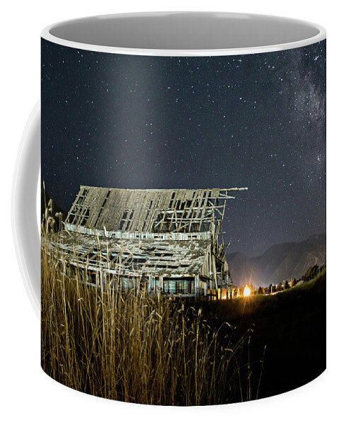 Barn Coffee Mug featuring the photograph Starry Barn by Wesley Aston