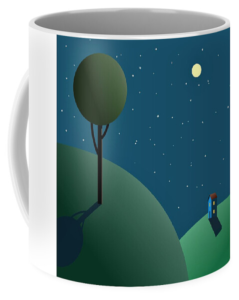 Moon And Stars Coffee Mug featuring the digital art Starry night by Fatline Graphic Art