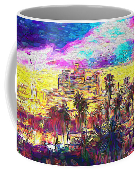 Paint Coffee Mug featuring the painting Starry night in LA by Nenad Vasic