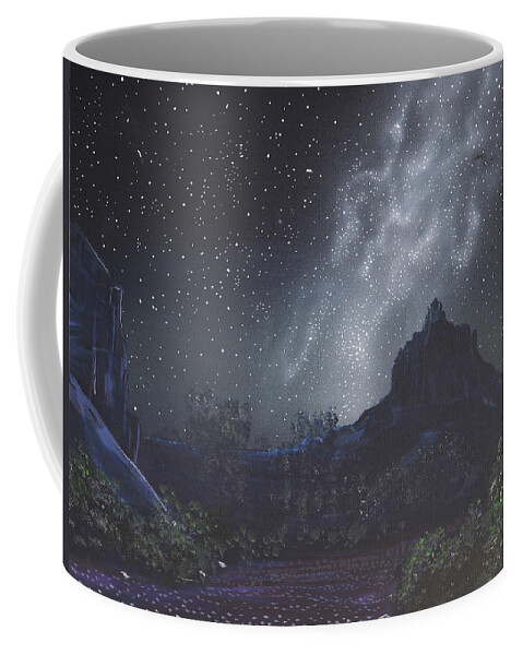 Sedona Coffee Mug featuring the painting Starry Night Sky over Sedona, Arizona by Chance Kafka