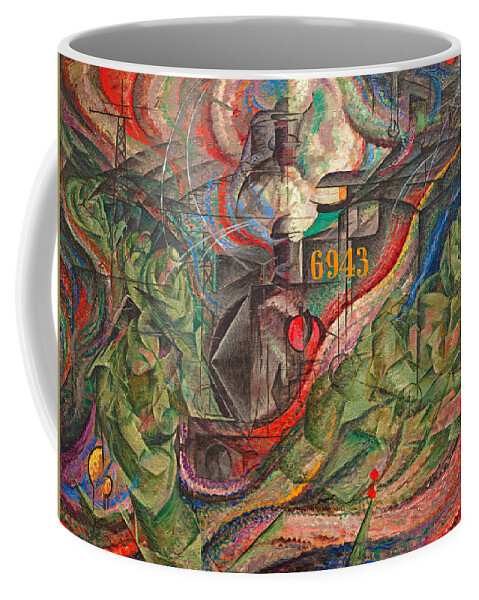 States Of Mind I Coffee Mug featuring the digital art States of Mind I - The Farewells by Umberto Boccioni - digital enhancement by Nicko Prints