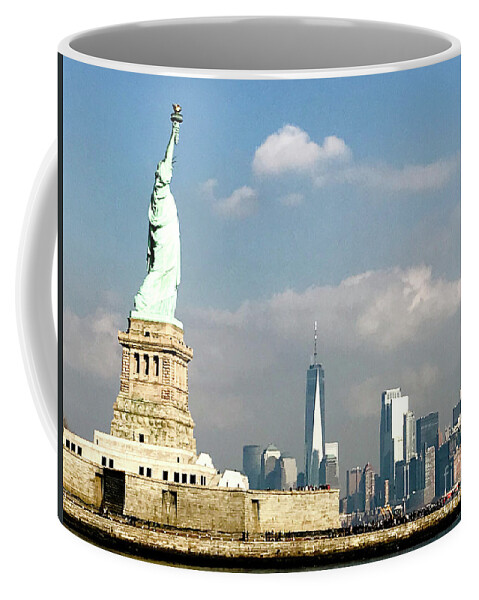 New York Coffee Mug featuring the photograph Statue of Liberty and New York Skyline by Rich S