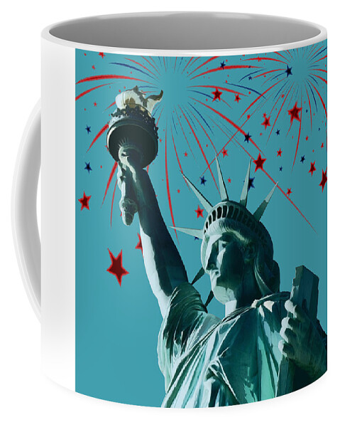 Statue Of Liberty Coffee Mug featuring the mixed media Statue of Liberty by Judy Cuddehe