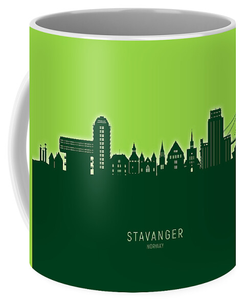 Stavanger Coffee Mug featuring the digital art Stavanger Norway Skyline #66 by Michael Tompsett