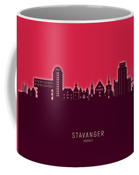 Stavanger Coffee Mug featuring the digital art Stavanger Norway Skyline #68 by Michael Tompsett