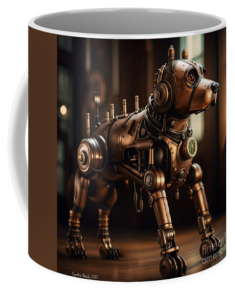 Ai Coffee Mug featuring the digital art Steampunk Dog by Cindy's Creative Corner