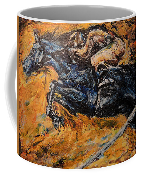 Steeplechase Coffee Mug featuring the painting Steeplechase by John Bohn