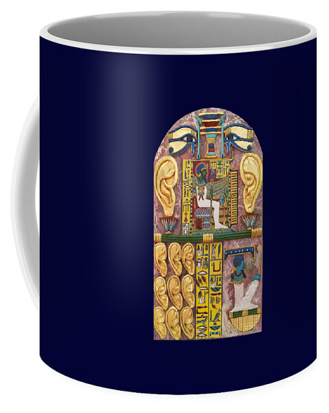 Stela Coffee Mug featuring the mixed media Stela of Ptah Who Hears Prayers by Ptahmassu Nofra-Uaa