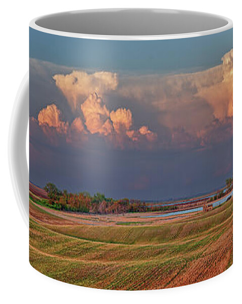 Stensby Coffee Mug featuring the photograph Stensby farm homestead site with vast stormcloud receding in distance by Peter Herman