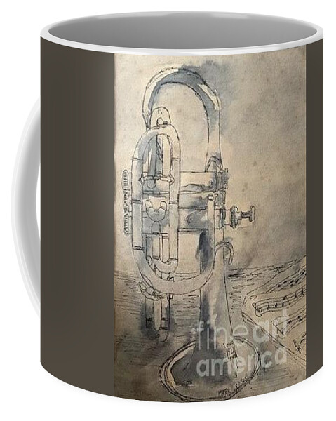  Coffee Mug featuring the painting Stephen's 1970 Trumpet by Mark SanSouci