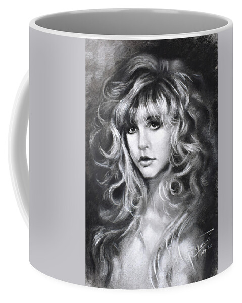 Stevie Nicks Coffee Mug featuring the drawing Stevie Nicks by Ylli Haruni