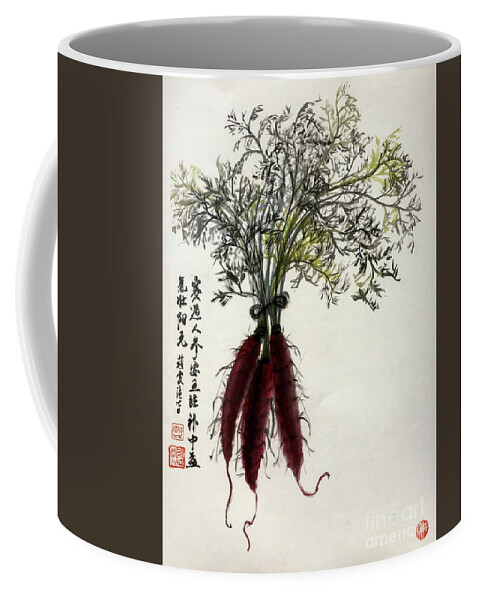 Carrot Coffee Mug featuring the painting Still Life of a Bundle Carrot by Carmen Lam