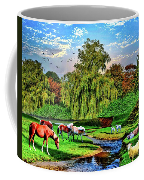 Psalm 23 Coffee Mug featuring the digital art Still Waters by Norman Brule