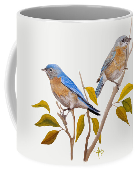 Bluebird Coffee Mug featuring the painting Stillness Of Heart II by Angeles M Pomata