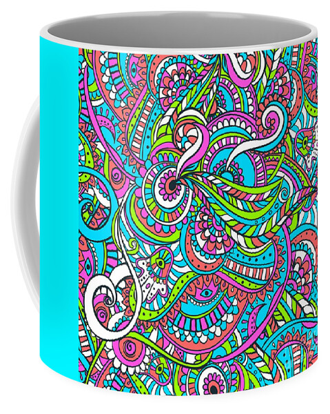 Colorful Coffee Mug featuring the digital art Stinavka - Bright Colorful Zentangle Pattern by Sambel Pedes