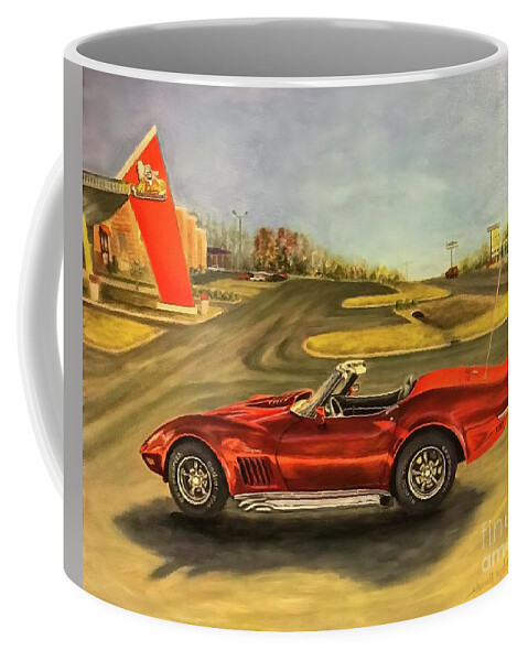 Corvette Coffee Mug featuring the painting Stingray A Prized Possession by Sherrell Rodgers