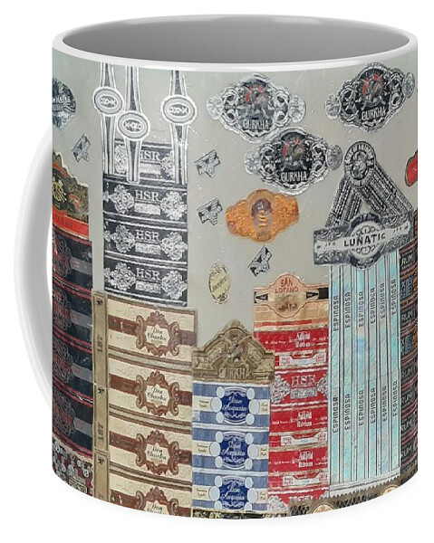 City Coffee Mug featuring the mixed media Stogie City by Nancy Graham