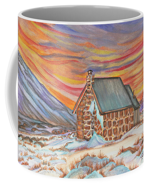 Art Coffee Mug featuring the painting Stone Refuge by The GYPSY and Mad Hatter