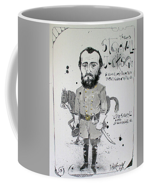  Coffee Mug featuring the drawing Stonewall Jackson by Phil Mckenney