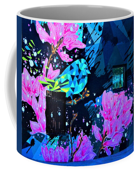 Mural Coffee Mug featuring the photograph Bird and Flower Mural by Andrew Lawrence