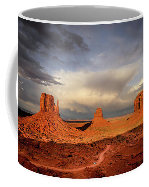 Monument Valley Coffee Mug featuring the photograph Storm At Sunset At Monument Valley by Alberto Zanoni