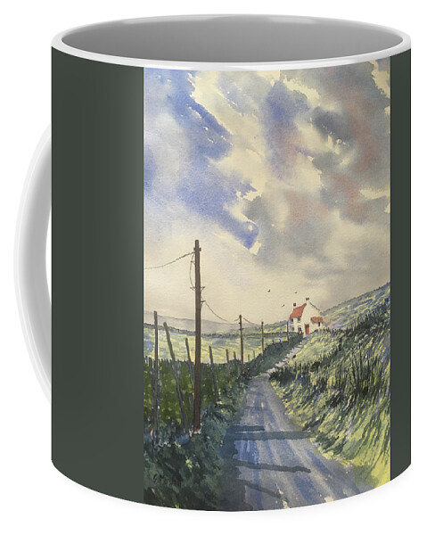 Watercolour Coffee Mug featuring the painting Storm on the road to Halton Gill by Glenn Marshall