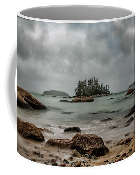 Water Coffee Mug featuring the photograph Stormy Beach by Erika Fawcett