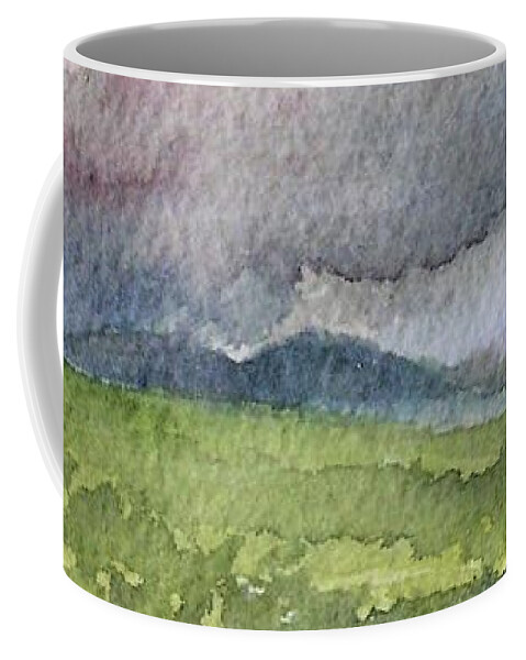 Watercolor Coffee Mug featuring the painting Stormy Skies by Laurie Rohner