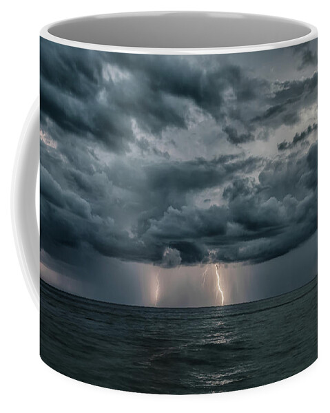 Venice Fishing Pier Coffee Mug featuring the photograph Stormy Venice Beach by Rudy Wilms