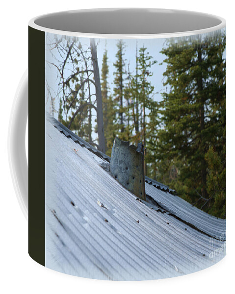 Stovepipe Coffee Mug featuring the mixed media Stovepipe Remnant by Kae Cheatham