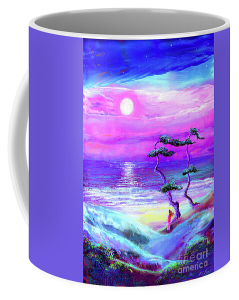 Peaceful Coffee Mug featuring the painting Strawberry Moon by Jane Small