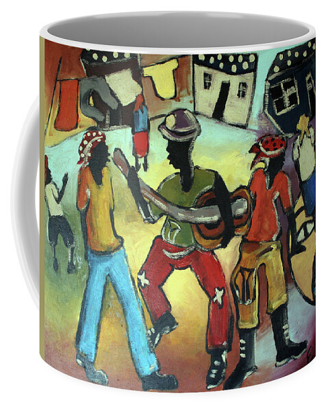  Coffee Mug featuring the painting Street Band by Eli Kobeli