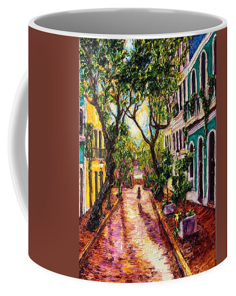 Oil On Canvas Coffee Mug featuring the painting Street in Puerto Rico by Paris Wyatt Llanso