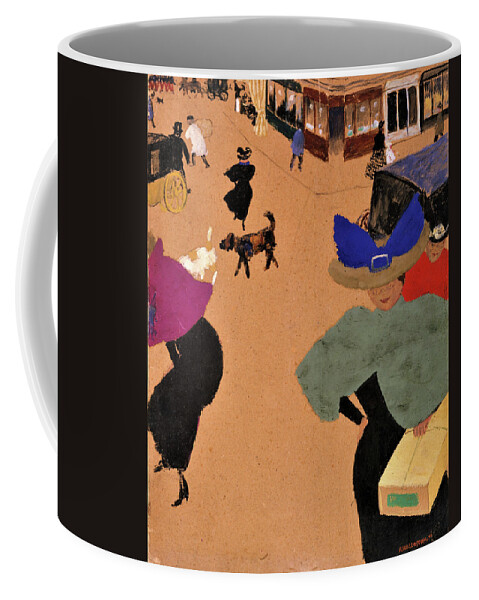 Street Scene In Paris Coffee Mug featuring the painting Street Scene in Paris - Digital Remastered Edition by Felix Edouard Vallotton