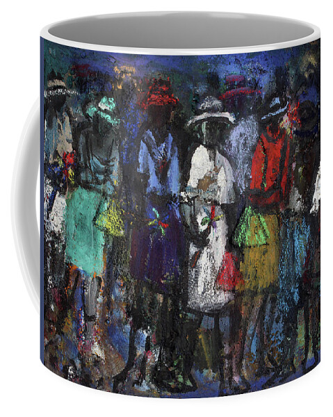 Soweto Coffee Mug featuring the painting Street Talk by Joe Maseko