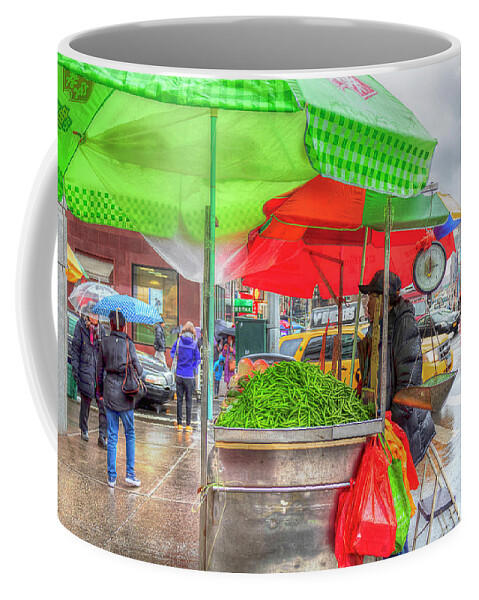 New York City Coffee Mug featuring the photograph Street Vendor with Green Beans by Alison Frank