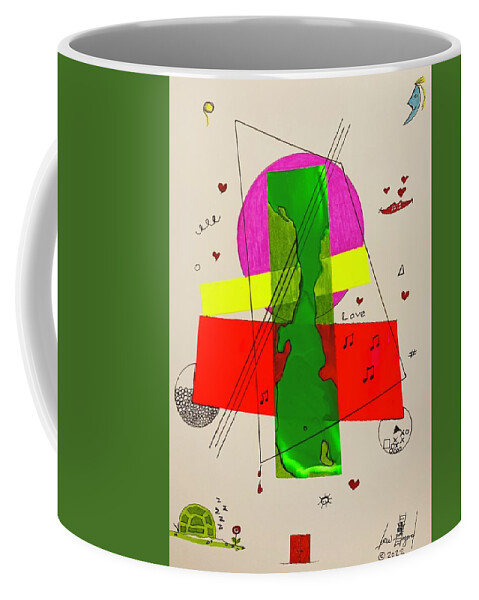  Coffee Mug featuring the mixed media Strings on Green 111415 by Lew Hagood