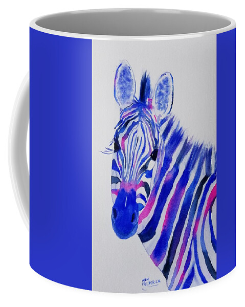 Zebras Coffee Mug featuring the painting Stripes from the Right by Ann Frederick