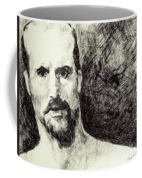 #inmate Coffee Mug featuring the drawing Study of an Unknown Inmate 5 by Veronica Huacuja