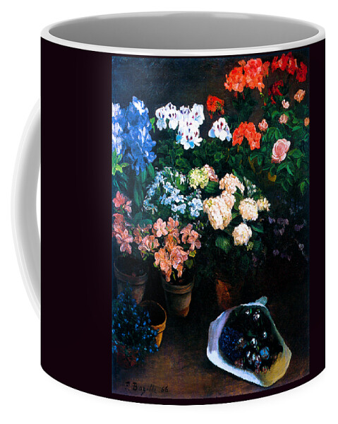 Frederic Coffee Mug featuring the painting Study of Flowers 1866 by Frederic Bazille