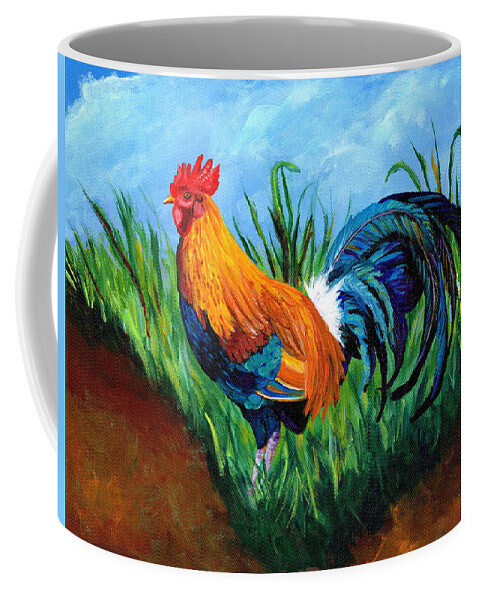Rooster Painting Coffee Mug featuring the painting Sugar Cane Rooster by Marionette Taboniar