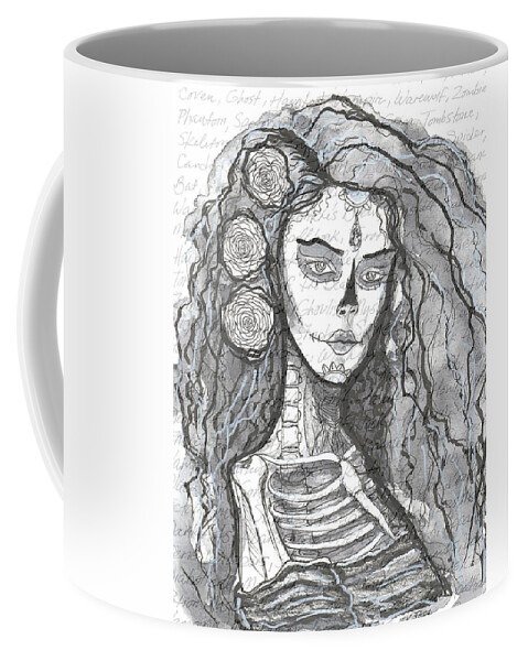 Halloween Coffee Mug featuring the painting Sugar Skull Ghost by Kenneth Pope