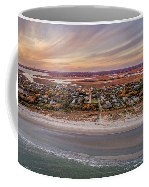 Sullivan's Island Coffee Mug featuring the photograph Sullivan's Island Golden Hour Aerial by Donnie Whitaker