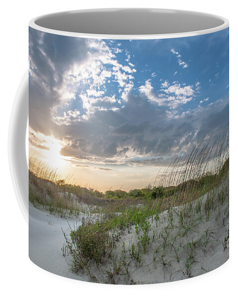 Sullivan's Island Lighthouse Coffee Mug featuring the photograph Sullivan's Island Lighthouse - Coastal Dunes by Dale Powell